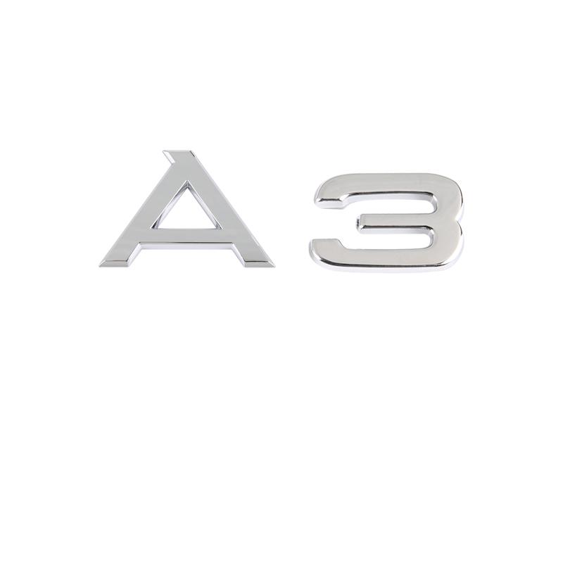 3D Letters Numbers Emblem for Audi A3 A4 A5 A6 A7 A8 Q2 Q3 Q5 Q7 Car Trunk Lid Nameplate Badge Logo Sticker Chrome Glossy Black