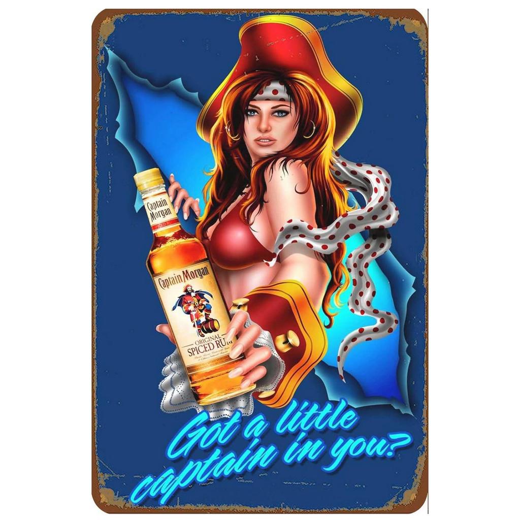 Segni Metallici in Latta Birre Captain Morgan Poster da Parete Targhe Segno Decorazione Pittura in Ferro Vintage per Garage Caffetteria Man Cave Club Bar