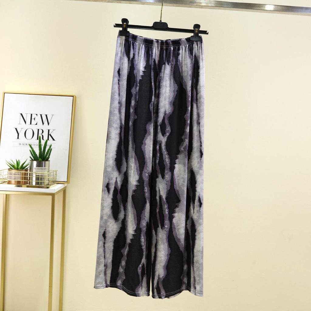 Women's French Romantic Wide-Leg Floor-Length Pants - Spring/Summer Plus Size, Elastic Waist