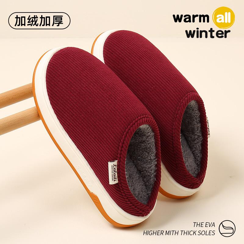 Cotton slippers season couple thick bottom velvet non-slip warm slippers elderly indoor home
