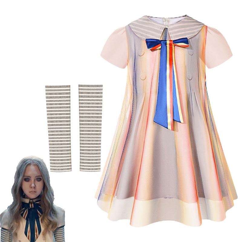 

Платье М3ган Детский Косплей Костюм Парик Маскарадный Костюм Праздничная Вечеринка Повседневный Подарок Одежда 150yard