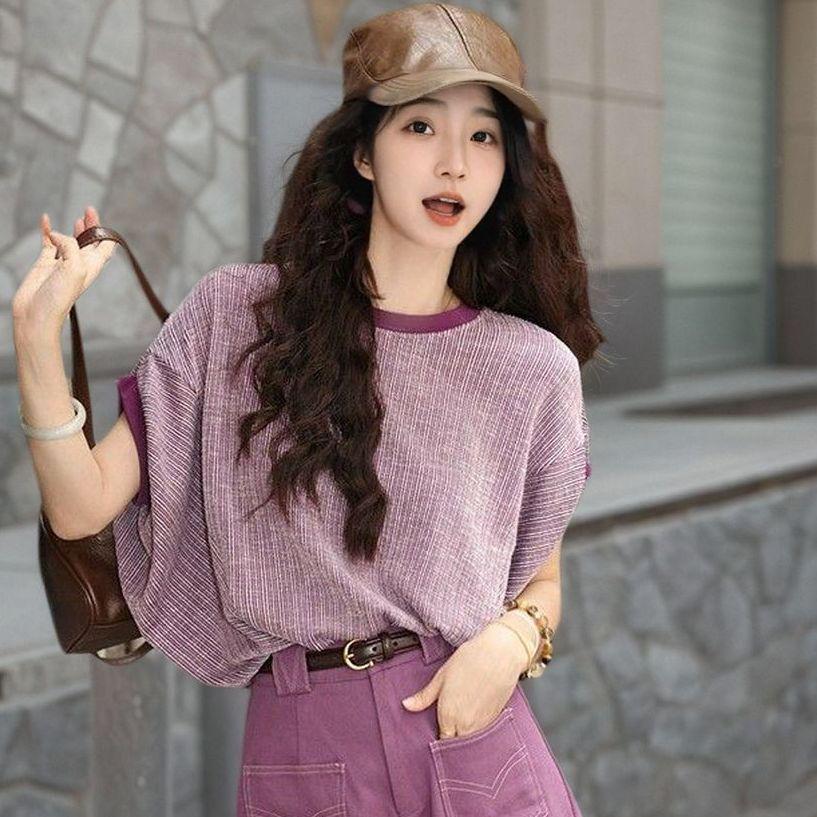 

Women s Korean Style Round Neck Top & Denim Wide Leg Pants Set (Summer 2026) S under 95 lbs