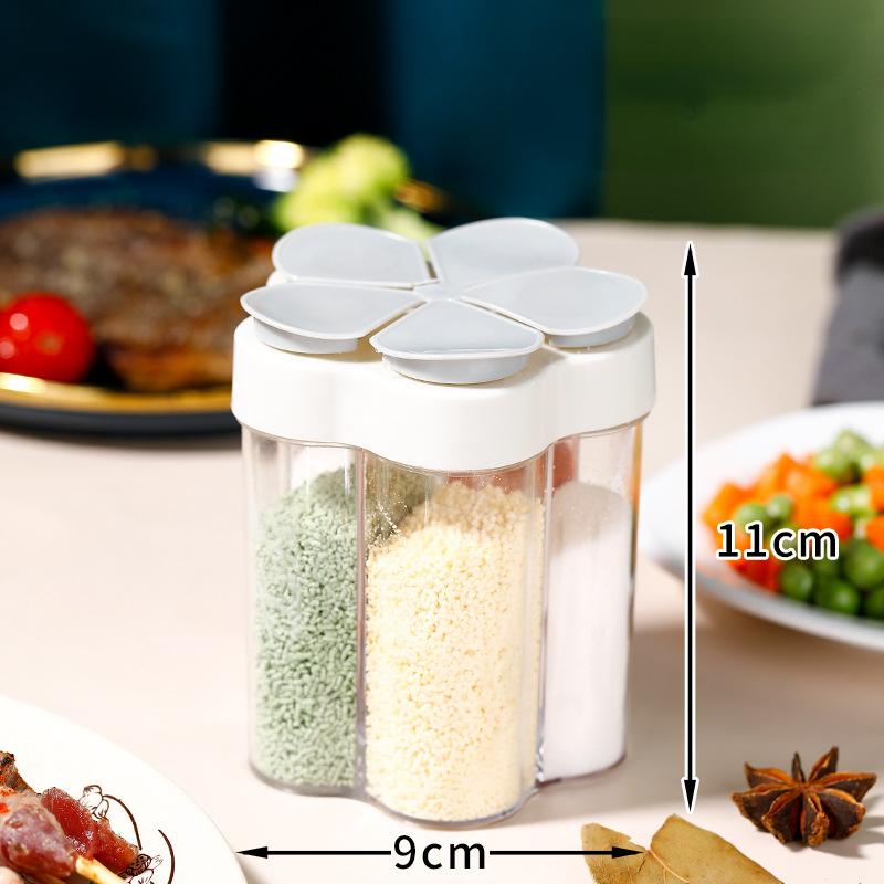 5-in-1-Kunststoffspender, Camping-Gewürzbehälter mit luftdichtem Deckel, Gewürzgewürzspender, Reise-Camping-Gewürzset HMKH YSXX