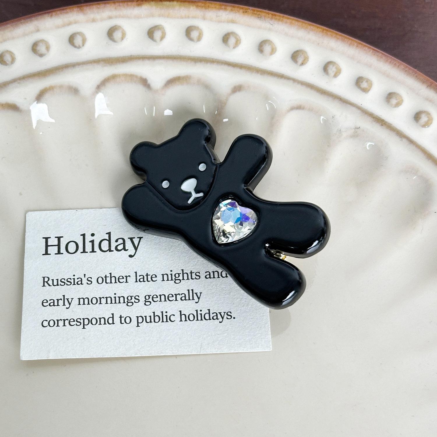 

Hair Bear Fashionable Clips And Elastic Hair Ties Adorable Acetate Accessories Black Clip