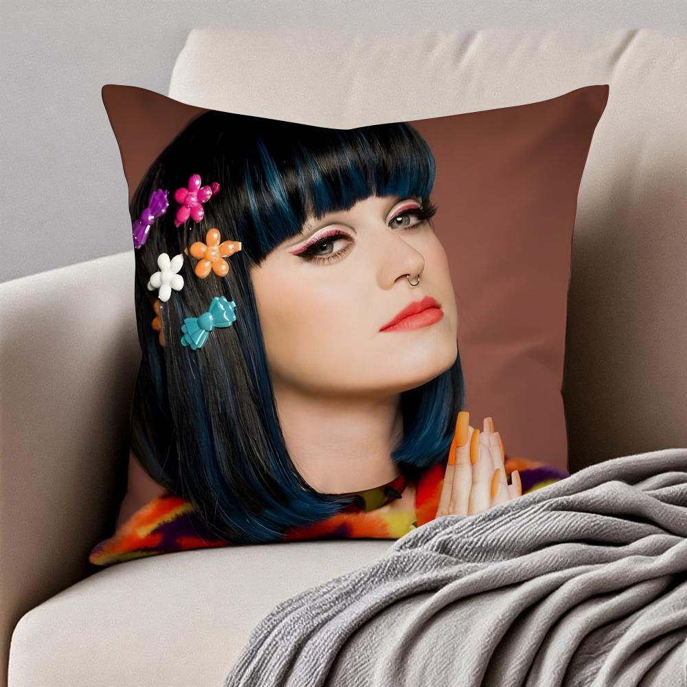 Colorful Popsavvy Singer KKaty Perry Cushion Cover Pillowcase Antidustmite Invisible Zipper Short Plush Sofa Cushion