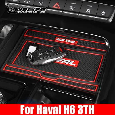 Car Coasters Mats For Haval H6 LHD 2022 2023 3th Rubber Anti-Slip Mat Door Gate Slot Cup Pad Interior