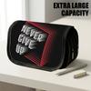 1pc Double Layer Flip Pencil Case, Never Give Up, Large Capacity, Portable Polyester Pen Storage Bag with Zipper Closure, Ideal for School & Office Su
