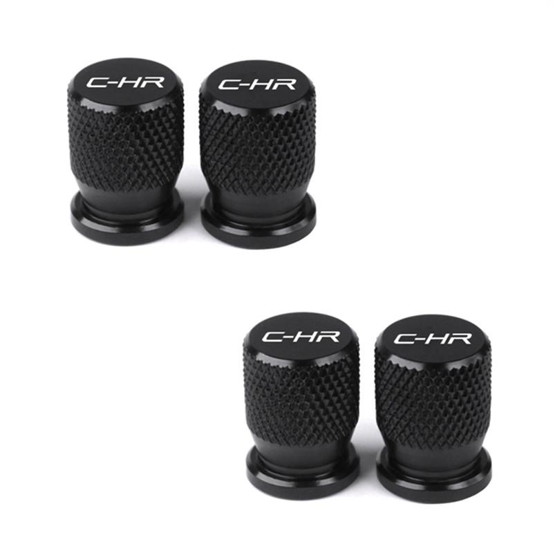 

4pcs Car Wheel Tire Valve Caps Aluminum Airtight Covers Badge Emblem for Toyota C-HR CHR Accessories чёрный