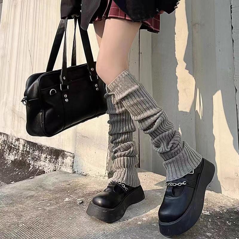 

Весенние гетры Лолита носки женские вязаные теплые чехлы для ног женские теплые женские осенние вязаные крючком куча куча носков манжеты для сапог one size серый