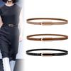 Student Women's Thin Belt U-buckle Pearl Genuine Leather Belt with Skirt Fashion Retro Jeans with Cowhide Belt