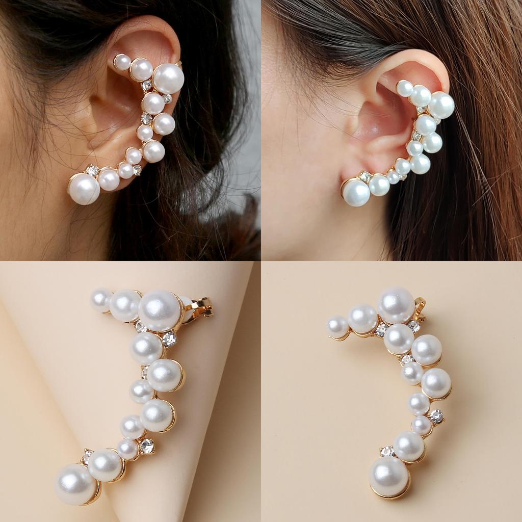 Stylish Pearl Simulation Earring With Sparkling Rhinestones For Casual Wear