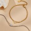 Elegant Double-Layer Diamond & Stainless Steel Bracelet for Women, 18K Gold-Plated Jewelry