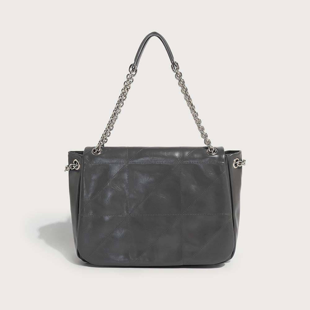 

2024 Spring/Summer New High-Quality Soft Leather Quilted Chain Bag for Women, Elegant Shoulder Bag, Crossbody Tote Bag Default сірий колір