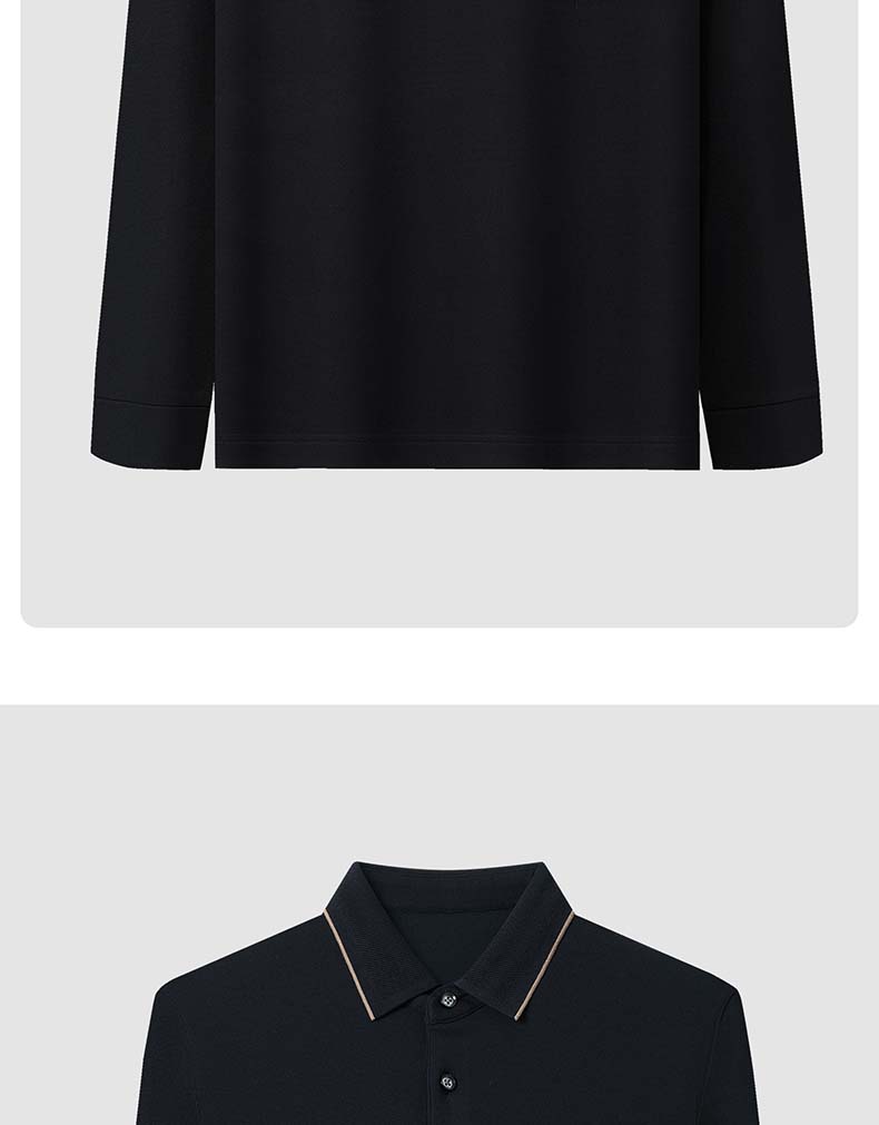 Langdeng Men's Autumn and Winter Warm and Comfortable Long Sleeve Collar T-shirt Polo Shirt
