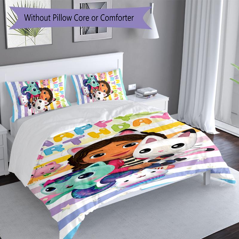 3pcs Gabby's Dollhouse1 pattern bedding set duvet cover set includes duvet cover &pillowcases, perfect all season bedroom decoration & gift