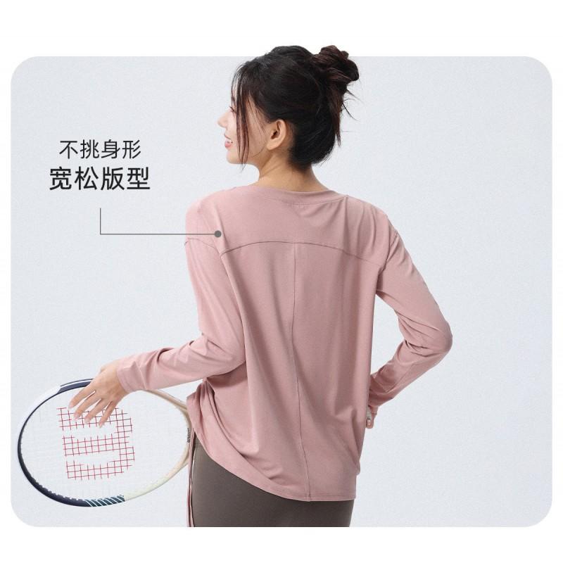 Womens Breathable Long Sleeve Loose Fit Top Running Yoga Fitness