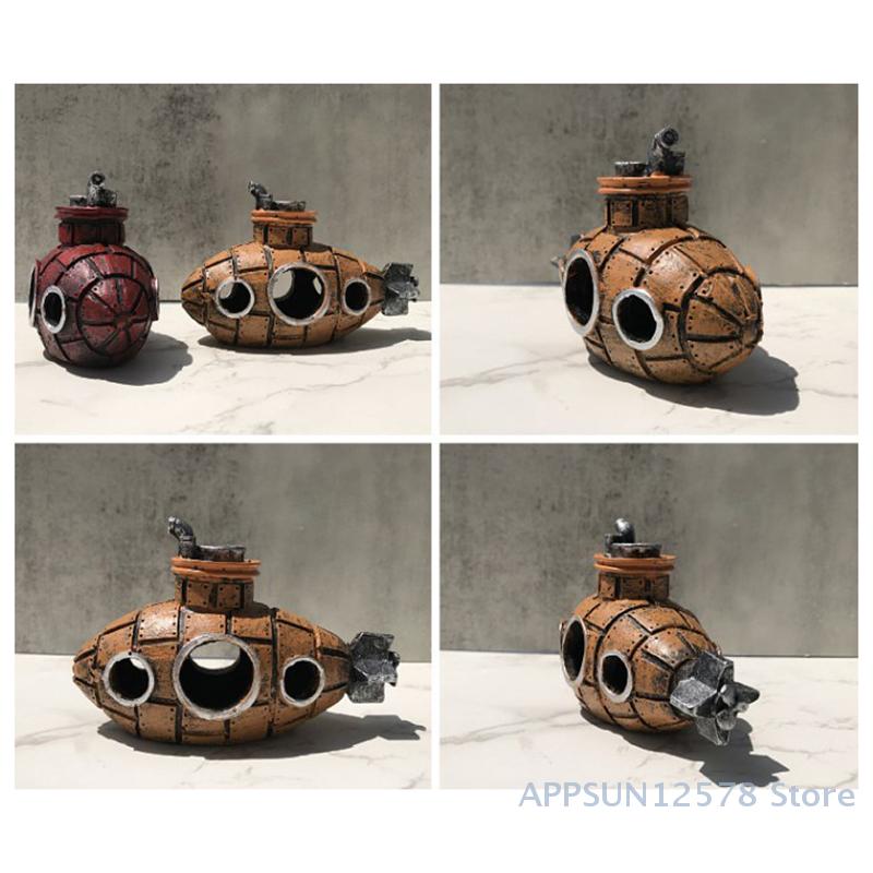 Submarine Sculpture Submarine Ornaments Fish Shelter Cave Landscaping Accessories For Aquarium Fish Tank Decor Home Decor