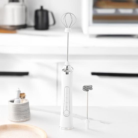 Electric Milk Frother Rechargeable Egg Beater 3 Speeds Wireless Egg Whisk Handheld Foam Maker for Latte Cappuccino