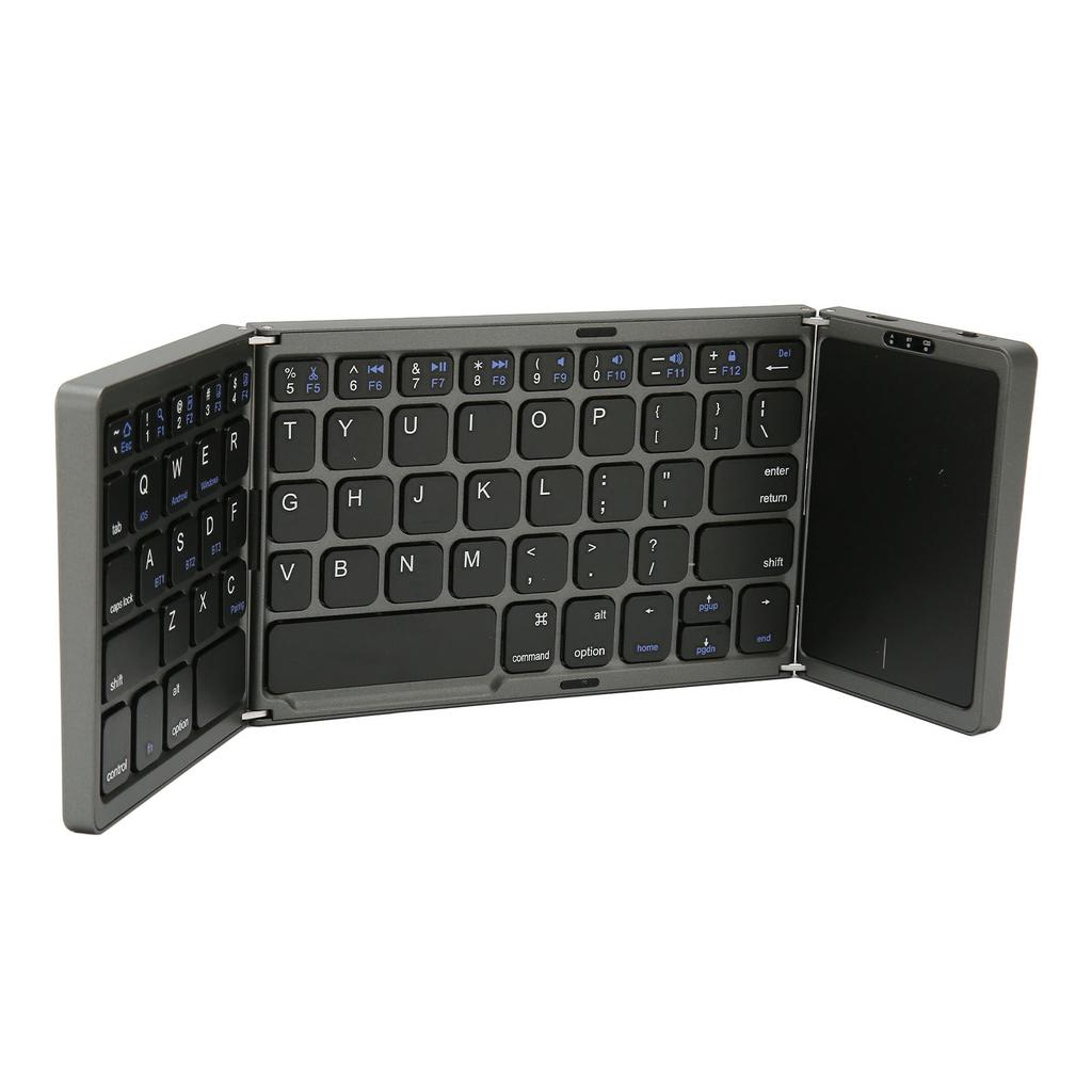 Foldable Keyboard B089T 3 Folded Touchpad Function 64 Keys Portable Type C Charging Magnetic Closure Computer Keyboard