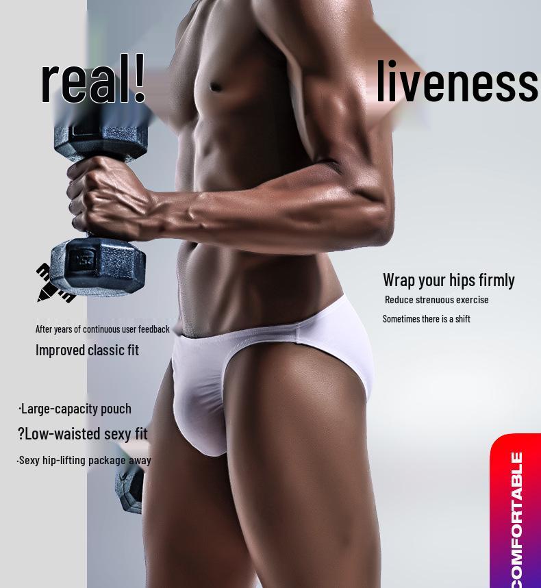 Pánské sportovní slipy s U-pouzdrem: Tenký, Prodyšný, Trojúhelníkový design s nízkým pasem