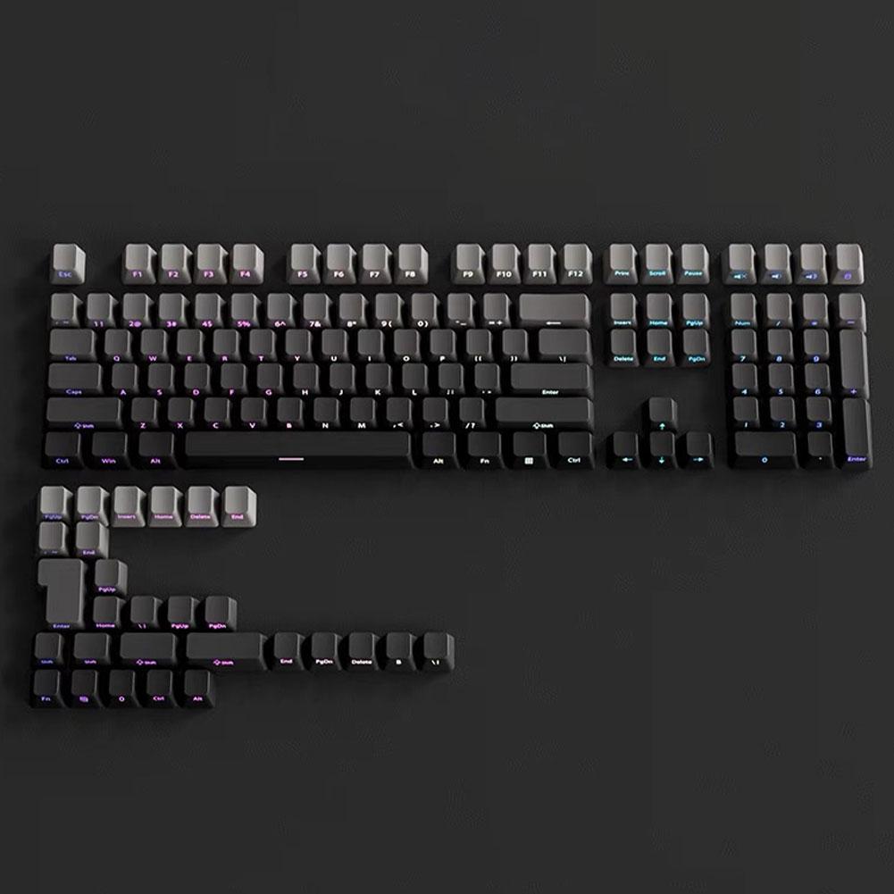 130+ Keys Gradient Keycaps Side Printed Shine Through PBT Double Shot OEM Profile for MX Switches Gaming Keyboard Caps