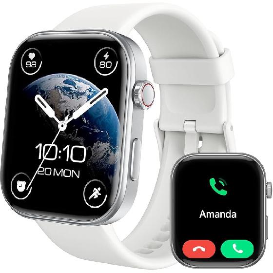 

Розумні годинники для жінок для Android iPhone, 1,99-дюймовий AMOLED-екран, фітнес-годинник з Bluetooth-дзвінком (Створити/Відповісти), Монітор серцевого ритму/SpO2/сну, 3ATM білий