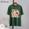 Shellsuning Casaul Kawaii Fruit Printed T Shirt Women Loose O Neck Short Sleeve Base Tees Female Simple Cotton Trendy White Tops