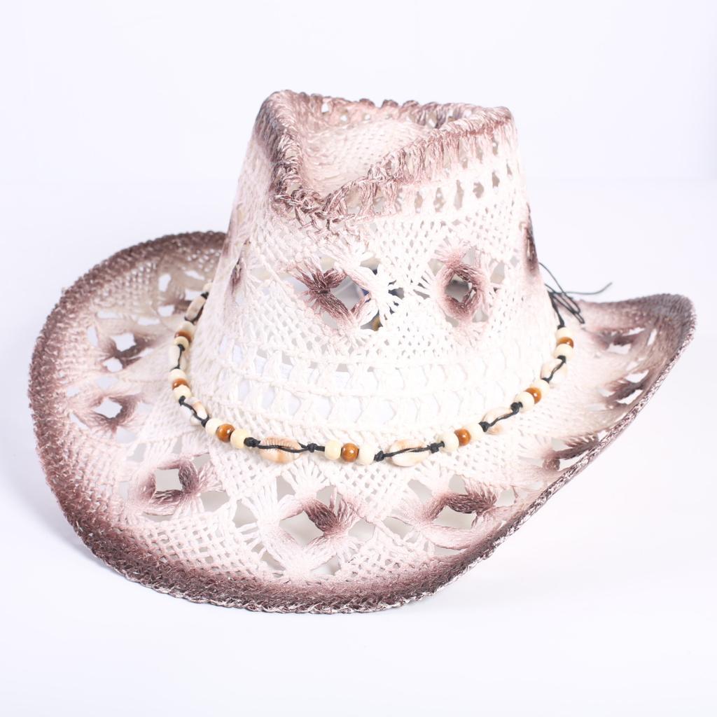 Popular sombrero de vaquero occidental hueco clásico europeo y americano, moda para hombre y mujer, sombrero de paja transpirable para vacaciones, protección solar