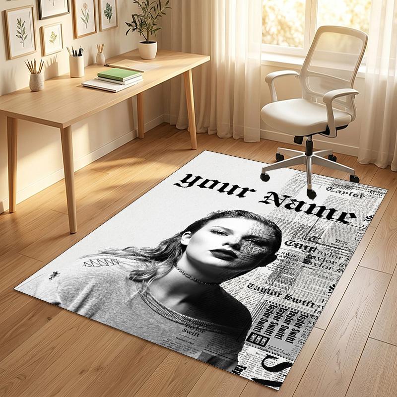 Personalized Crystal Velvet Carpet,Taylor Swift Custom Printed Name, Plush Area Rug For Home Indoor Decor