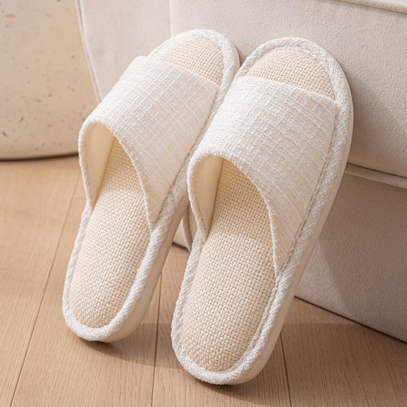 Linen breathable slippers women's four seasons indoor home non-slip deodorant silent soft bottom couple household floor mopping men