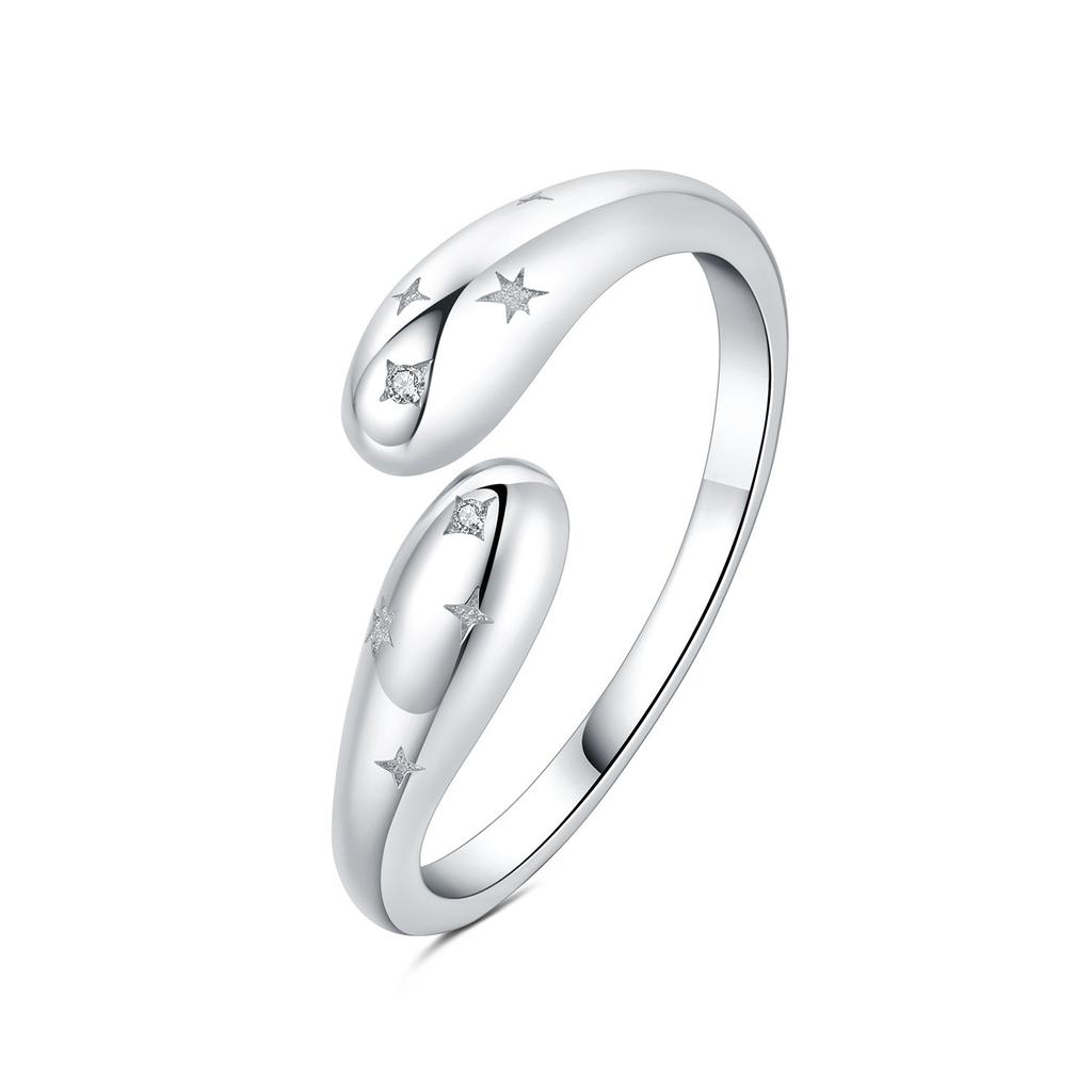 Ring 925 Sterling Silver Women's Niche Simple Non-fade High-end Light Luxury Adjustable Versatile Open Ring