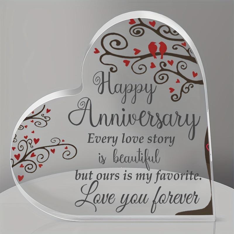 2D Flat Acrylic Heart-Shaped Desktop Decoration, Wedding Anniversary Gift, Suitable for wall decoration, porch, room, villa, accents Home, Hallway, or