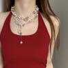 French‑Style Light‑Luxury Temperament Double‑Layer Pearl Necklace, Retro Niche Exquisite‑Looking Versatile High‑End Women Collarbone Chain Accessories