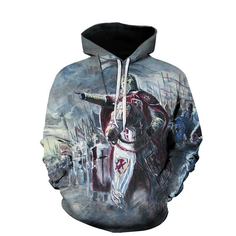

Осенние 3D толстовки с принтом тамплиеров, модные повседневные спортивные мужские толстовки с капюшоном и длинными рукавами 6XL