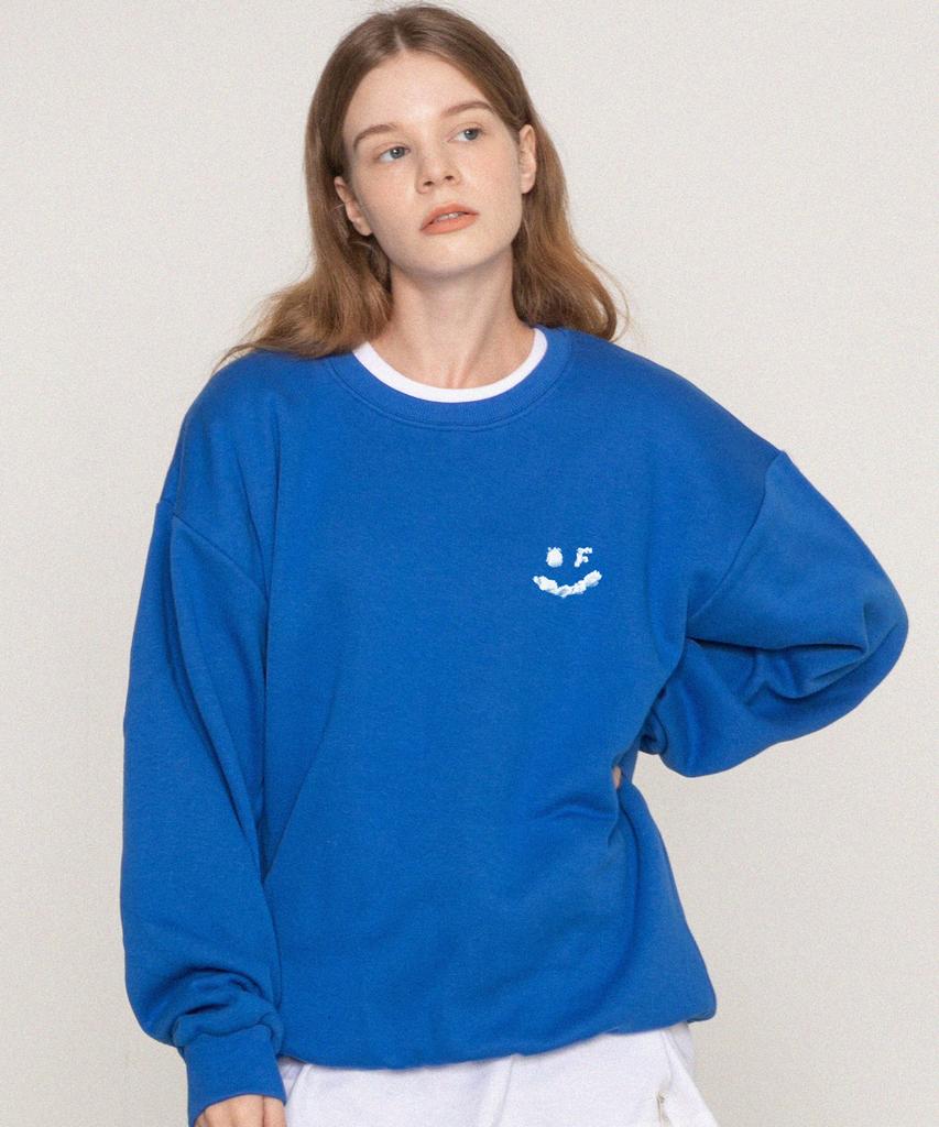 GRAVER [Unisex] Small Cloud Drawing Smile Sweatshirt_Cobalt Blue