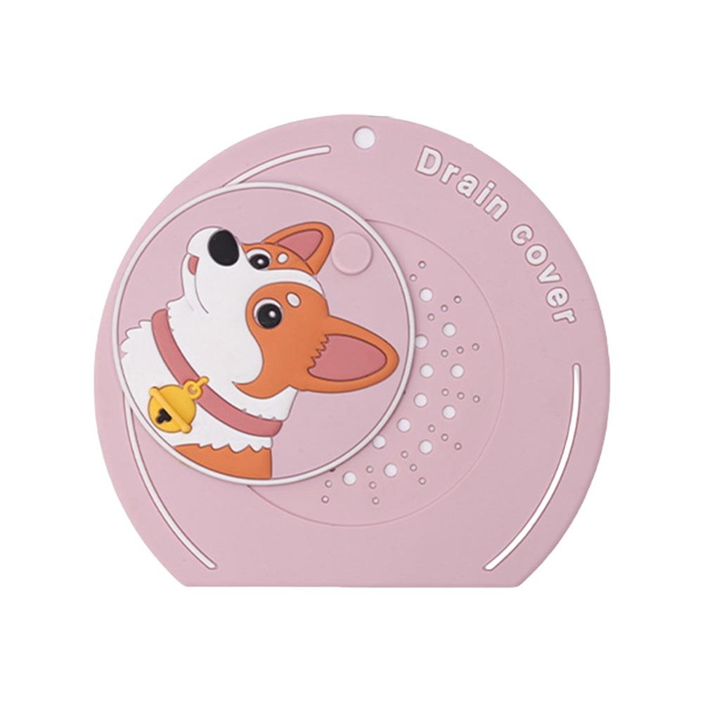 Silicone Floor Drain Mat Cartoon Dog Kitchen Sink Seal Mat  for Bathroom Hair Collection