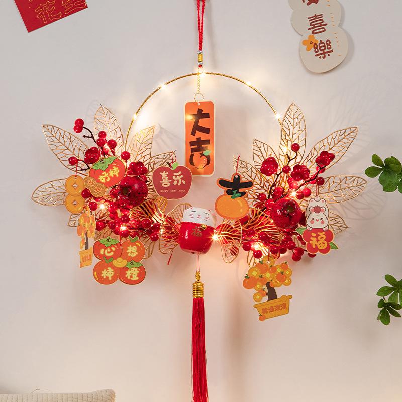 Zuhause Chinesisches Neujahr Kranz Wohnzimmer Schlafzimmer Girlande Batteriebetrieben Hängende Dekoration Festival Ornament