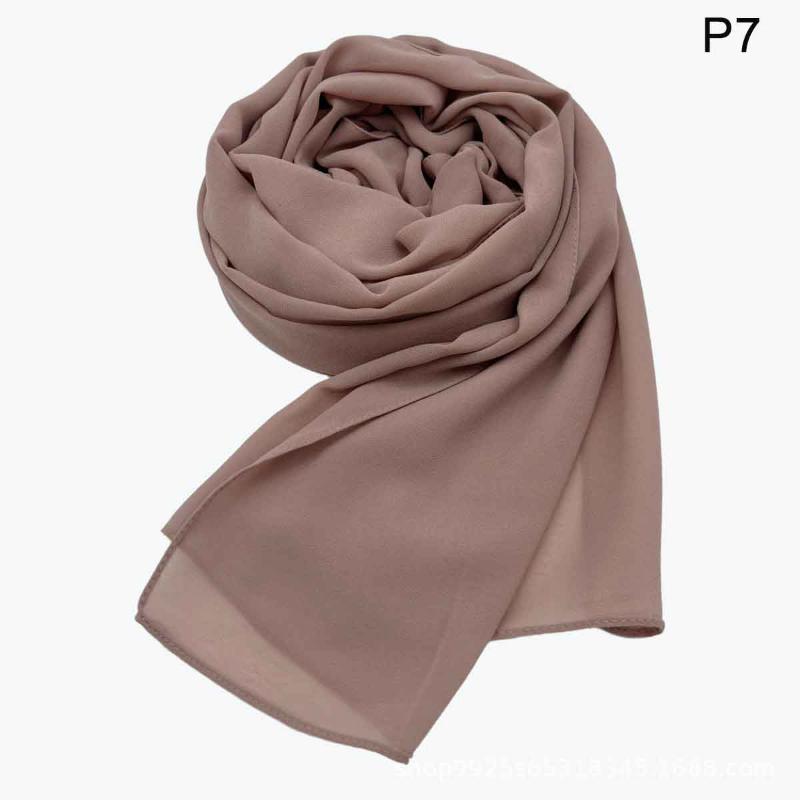 Ramadan Muslim Chiffon Hijabs For Woman Plain Color Headscarf Long Shawl Scarf Thin Breathable Sunscreen Head Wrap Hijabs Scarf