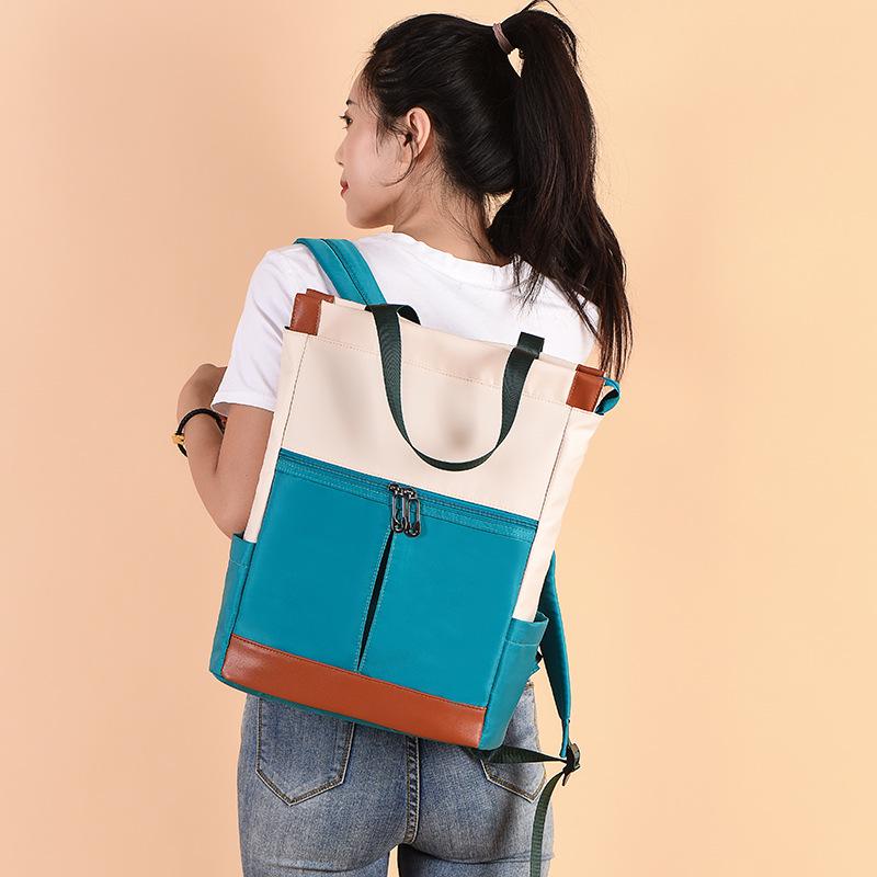 Stylish Color Block Women's Backpack - 2026 Large Capacity, Lightweight, Anti-theft, Double Shoulder, Perfect for Commuting, Travel, and School.