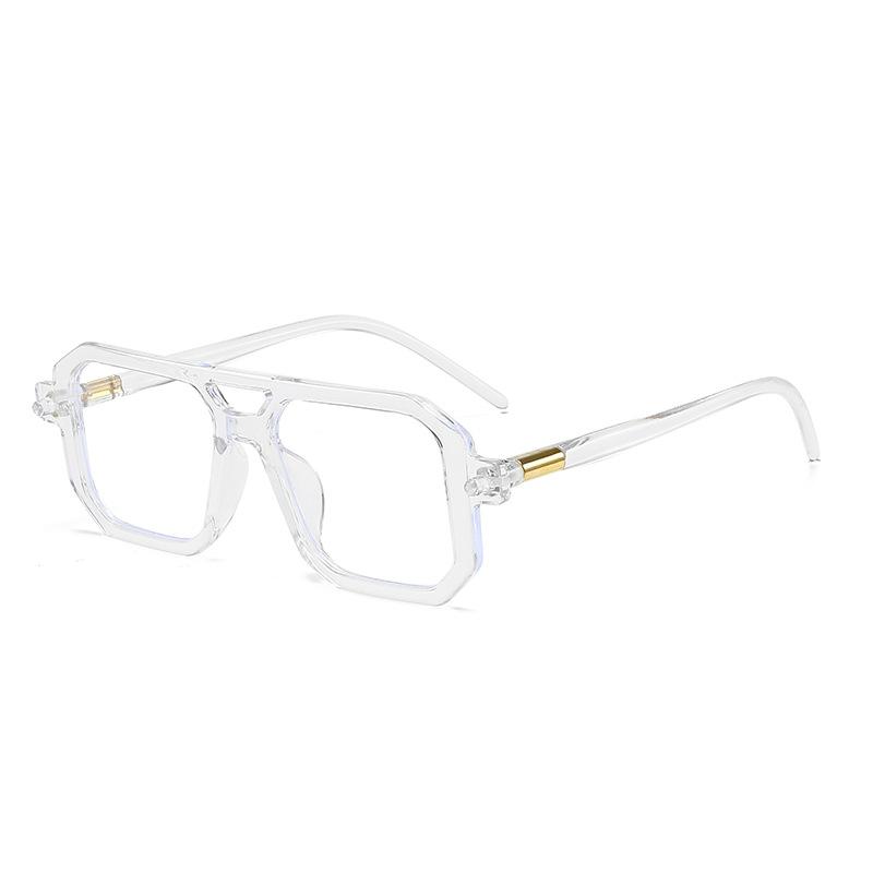 Ladies Double Beam Glasses Frame Retro Anti Blue Light Eyeglasses Fashionable Flat Light Eyewear