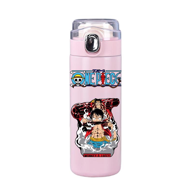 400Ml Anime One Piece Baskılı Termos Şişe Paslanmaz Çelik Kupa Sızdırmaz Vakumlu Matara Termal Kahve Çay Süt Su Şişesi