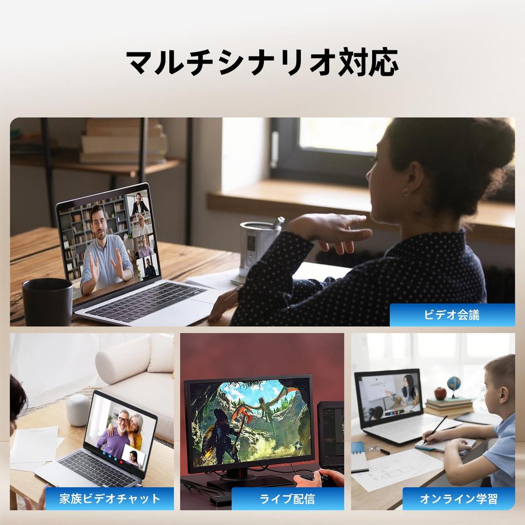 4K Webcam for 4K Camera with Noise Reduction Auto Light 8MP USB Webcam Plug and Rotating Webcam with Privacy Compatible with Meet PC, 1080P@60FPS,