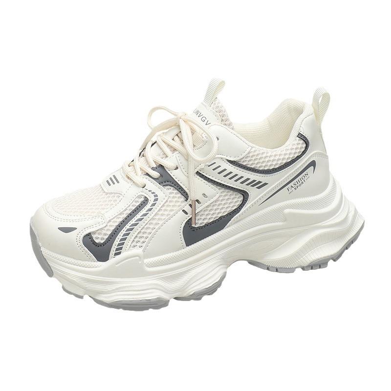 Thick-soled purple dad shoes women's 2025 new spring and summer breathable mesh student muffin single mesh casual sports shoes