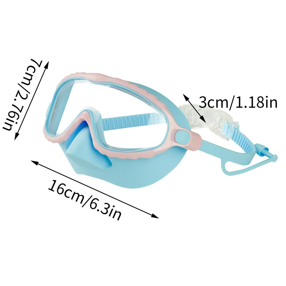 Kids Swim Goggles Snorkel Goggles Wide Vision Snorkel Diving Glasses Anti-Fog Goggles with Nose Cover No-Leak Swimming Goggles
