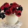 5pcs 51cm Silk Black Rose Artificial Flower Head Bouquet Home Living Room Wedding Chritmas Decoration New Year Decoration