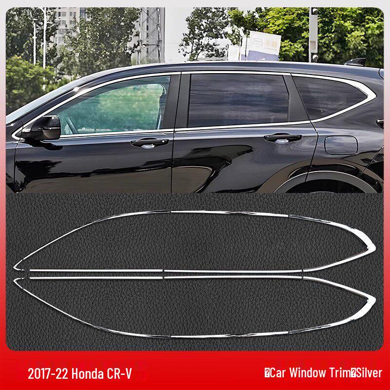 Honda CRV Haoying B-Pillar Door Trim: Black Chrome Strips