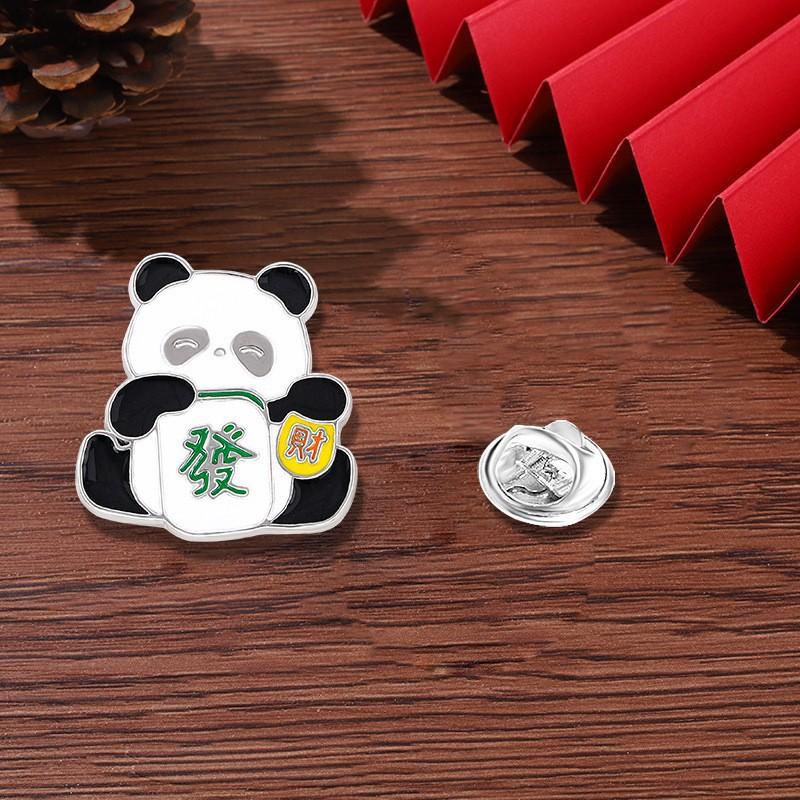 Chinese style panda brooch cute animal bag badge clothing bag accessories bamboo giant panda chain collar pin