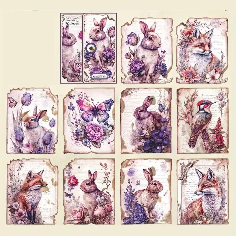 30pcs Vintage Scrapbook Paper Retro Aesthetic Decorative Materials, Flowers Birds,For Planner Junk Journal, DIY Crafts