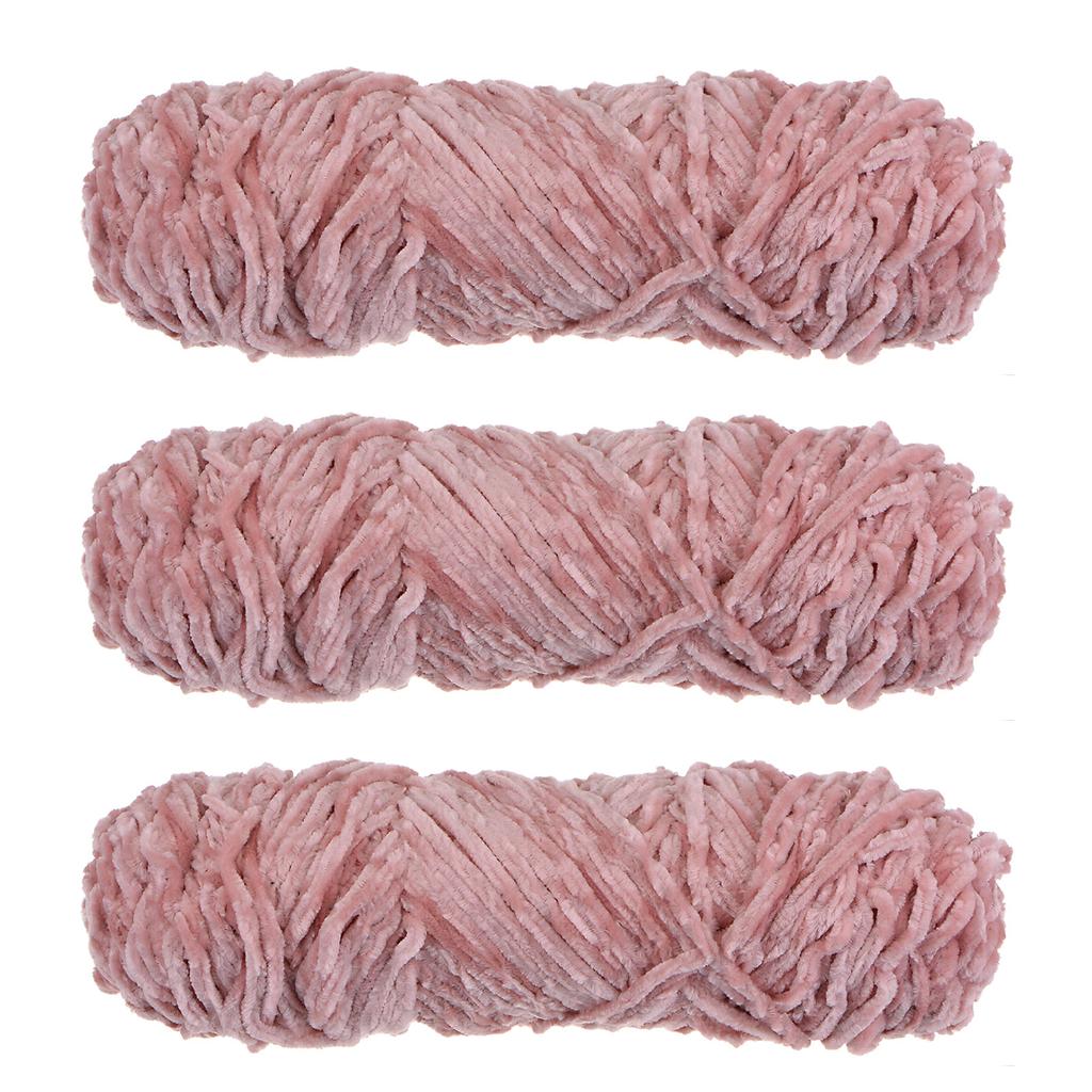 3 Skeins Chenille Yarn Soft Blanket Yarn Polyester Velvet Fancy Fluffy Yarn Knitting for Crochet Weaving Scarf, White