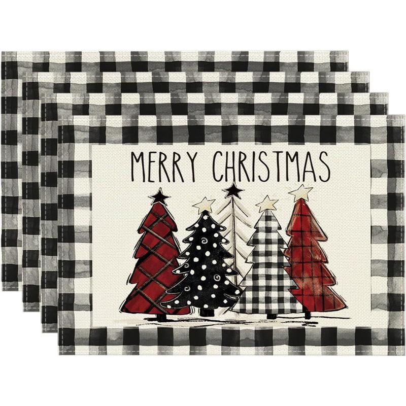 New Christmas Linen Square Placemat - Festive Party Tablecloth Decor, Beautify Coffee Table Mat.